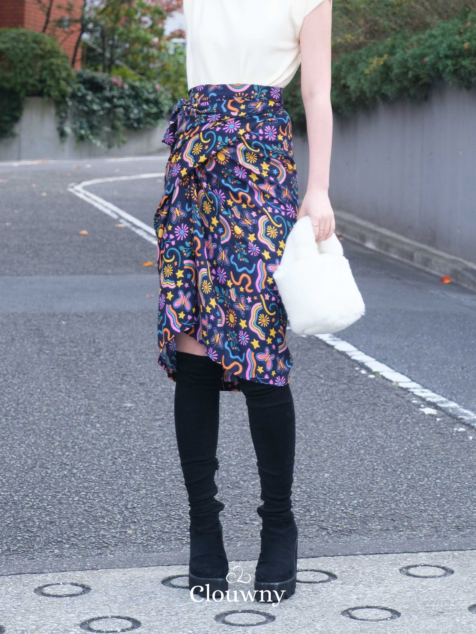 Tsuki Wrap Skirt - Navy